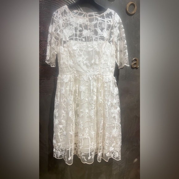 Adrianna Papell Dresses & Skirts - NWT ADRIANNA PAPELL Elegant White Lace Dress SIZE 8